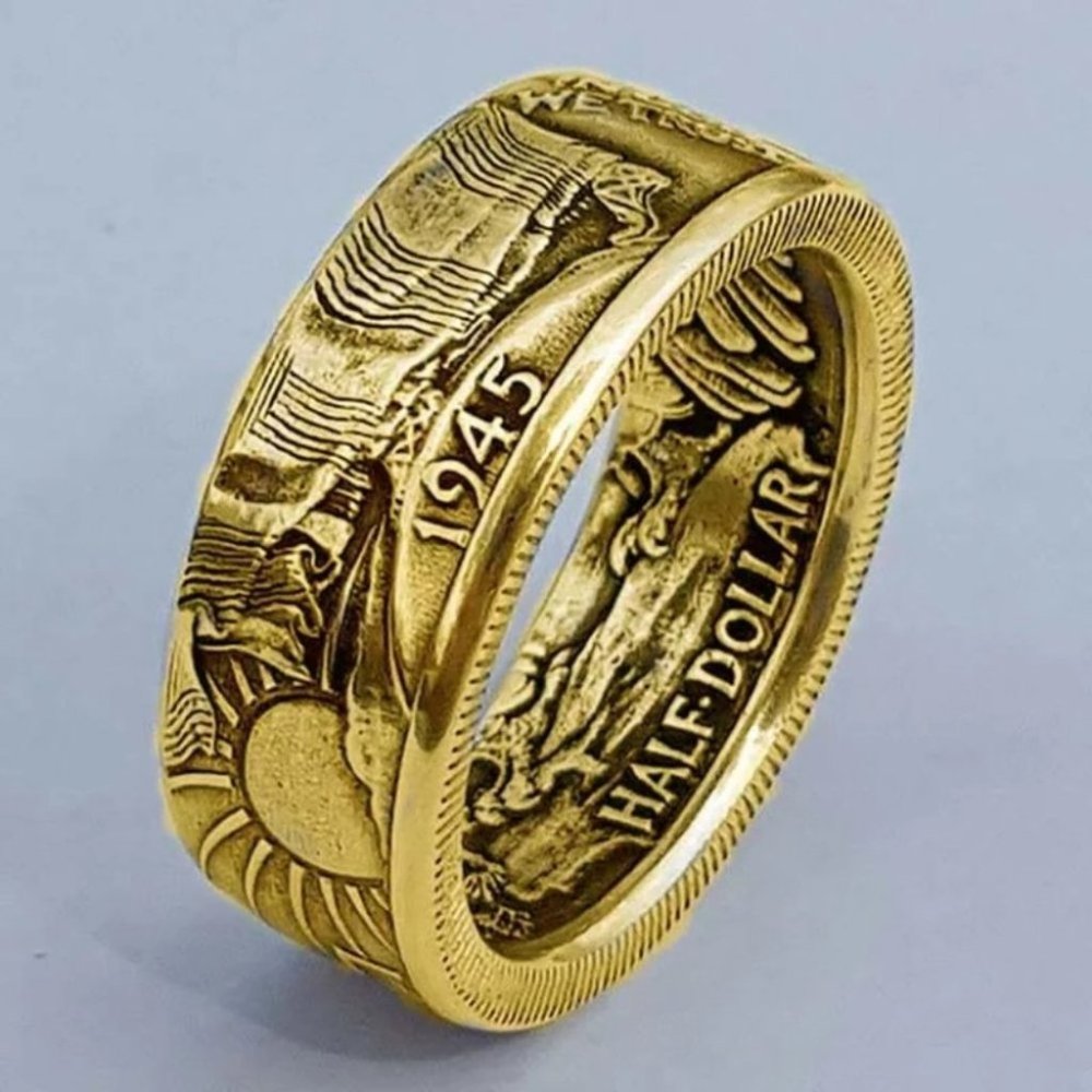 Gold plated Antique Coin Morgan United States Ring - Picture 2 of 5